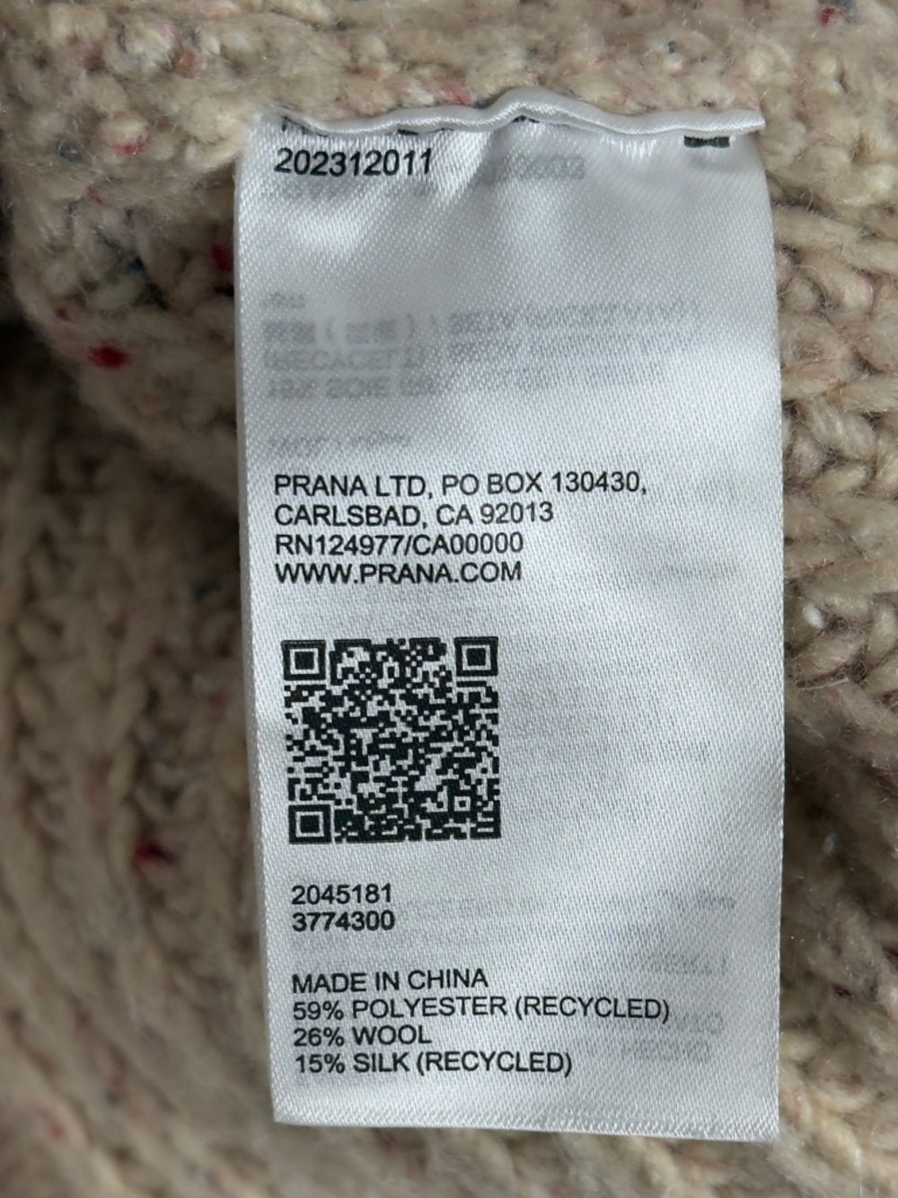 prAna Women's Laurel Creek Cream Cable-Knit Half-Zip Sweater - Picture 7 of 8